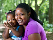 Picture of mom and daughter in nature
        
